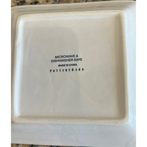 Pottery Barn Square Appetizer Plates Red Print Set Of 4 - Picture 5 of 7
